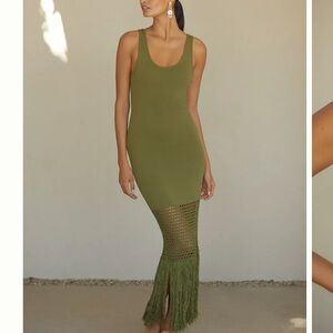 PQ swim Claudia Fringe Dress - Olive